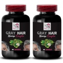Enriquecimiento del cabello - GRAY HAIR REVERSE - Revitalizador del cabello, Incremento de color, Pelo radiante, Renacimiento de la sombra del cabello, Transformación del cabello, Pelo brillante, Aspecto juvenil, Color del cabello rico 2 Botellas 120 Capsules