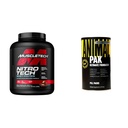 Muscletech Whey Protein Powder Nitro-Tech Whey Protein Isolate " Peptides " Animal Pak - Conveniente All-in-One Vitamin " Supplement Pack
