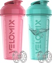 VELOMIX -2 Pack- 28 oz Protein Shaker Botellas para Protein Mixes - 2x Wire Whisk ← Leak Proof Shaker Cups for Protein Shakes ← Protein Shaker Bottle Pack (Pink/Turquise)
