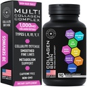 Colágenos multi colágenos - Advanced Type I, II, III, V, X Hidrolyzed Collagen Peptides Plus Ácido Hialurónico - Metabolismo, celulitis, piel, cabello, uñas Soporte - 90 cápsulas colágenas de quemado