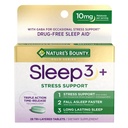 La recompensa de la naturaleza sueño + estrés apoyo, sueño3 maximum Strength 100% medicamentos sin dormir, suplemento dietético con Ashwagandha, tecnología de liberación del tiempo, 10mg, 28 tablas de tres capas