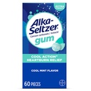 Alka-Seltzer Cool Action Heartburn Relief Gum, Extra Strength Antacid Gum, Acid Indigestion and Upset Stomach Relief, No Chalky Taste, Cool Mint Flavor, 60 Conde