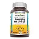 Amazing Omega Norwegian Cod Liver Oil 1000 Mg 250 Softgels ← Lemon Flavor