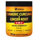 6 en 1 Curcumina Turmérica + cápsulas de jengibre, 95% Curcuminoides con Ginger, Bulbo de ajo, Bromelain, Moringa, Pepper Negro - 120 cápsulas