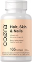 Coera Hair, Skin and Nails Vitaminas  165 Softgels ← Biotina, Collagen " Marruecos Argan Oil ← Non-GMO " Gluten Free Supplement for Hombre and Women