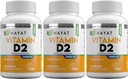 HAYAT Vitaminas Vegan Vitamina Natural D 2400 UI, D2, Certified Halal (Pack of 3)