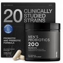 Toniiq Mens Probiótico con 20 Strains Verificados – 200 Bilion CFU + 200 mg FOS Prebiótico – Mens Probióticos para Gut Health - Cold-Chain & Release-Lab-Tested Synbiotic Formula