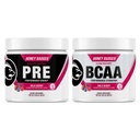 Honey Badger Pre Workout Powder &amp; BCAA Amino Amino Amino Amino Acids Powder Bundle ← Beta Alanine, Caffeine &amp; Vitamina C + Electrolytes ← Vegan Keto Sugar Gratis &amp; Paleo para Hombres &amp; Mujeres ← 30 Servings (Wild Berry)