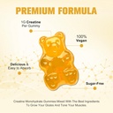 Cretina Monohydrate Gummies Muscle Strength para Hombre Mujeres, Energy Boost Pre Work Suplemento - Pineapple Flavor