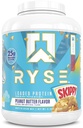 Polvo de proteína cargada RYSE - mantequilla de cacahuete espontáneo - 25g Whey Protein Isolate " Concentrate with Prebiotic Fiber " MCTs - Low Carb, Low Sugar, Digestive-Friendly - 54 Servings / 4 lb Tub