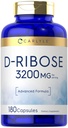 Carlyle D-Ribose Capsules TENIDO 3200mg ANTE 180 Píldoras Silencio Fórmula avanzada Silencio No GMO, Gluten Suplemento gratuito