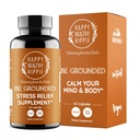 Happy Healthy Hippie Be Grounded Stress Relief Supplement – Lavender Pills ← Promueve la calma " Relajación " TEN Quick Acting TEN Magnesium Glycinate 100mg, L Theanine, Lemon Balm Leaf, Silencio Herbal, 60 Ct