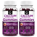 Calcio Magnesio Zinc Gummies with High Absorption Magnesium Glycinate Potassium - Complejo de Plantas Magnesio de Calcio 2:1 Ratio, con D3 Moss para Hueso, Musculos, Immune & Sleep Support, Vegan-2 Pack